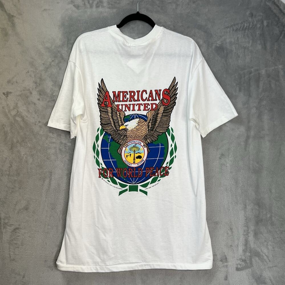 Vintage 1990 Operation Desert Storm T-Shirt Single‎ Stitch Size XL White CLEAN!